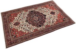 Close-up detail of 1900s Farahan rug from Iran / Persia showing Wool weave