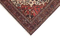 Backside of handmade 1900s Farahan rug showing knot structure and weave density