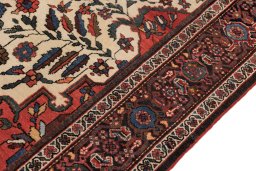 Close-up detail of 1900s Farahan rug from Iran / Persia showing Wool weave