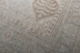 Full view of New Farahan rug from Pakistan, 433 × 354 cm in Beige tones