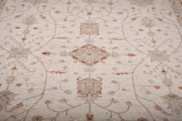 Backside of handmade New Farahan rug showing knot structure and weave density