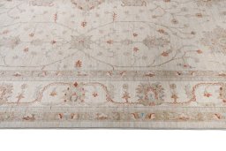 Full view of New Farahan rug from Pakistan, 309 × 247 cm in Beige tones