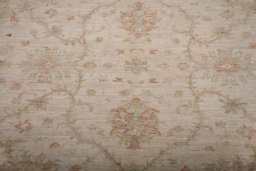 Backside of handmade New Farahan rug showing knot structure and weave density