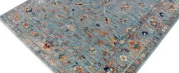 Full view of New Farahan rug from Pakistan, 242 × 172 cm in Blue tones
