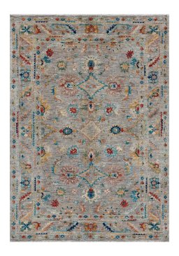 Full view of New Farahan rug from Pakistan, 206 × 146 cm in Gray tones