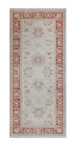 Full view of New Farahan rug from Pakistan, 152 × 65 cm in Beige tones