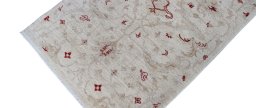 Full view of New Farahan rug from Pakistan, 272 × 88 cm in Beige tones