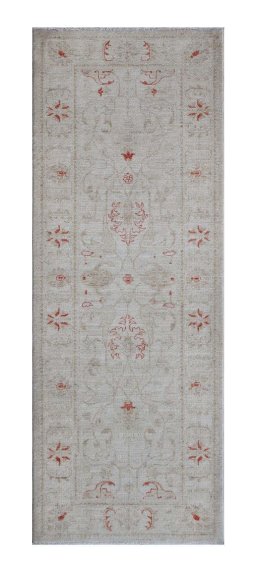 Full view of New Farahan rug from Pakistan, 215 × 80 cm in Beige tones