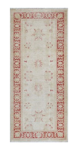 Full view of New Farahan rug from Pakistan, 155 × 66 cm in Beige tones
