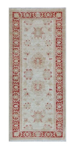 Full view of New Farahan rug from Pakistan, 155 × 67 cm in Beige tones