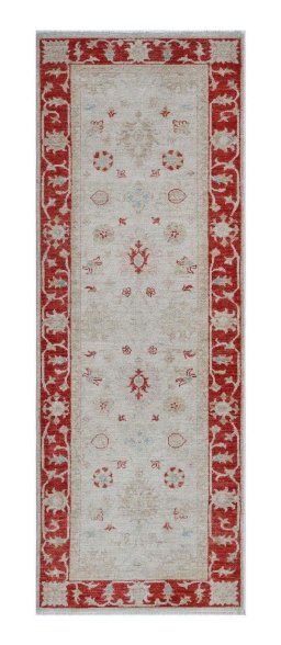Full view of New Farahan rug from Pakistan, 202 × 73 cm in Beige tones