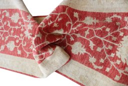Backside of handmade New Farahan rug showing knot structure and weave density
