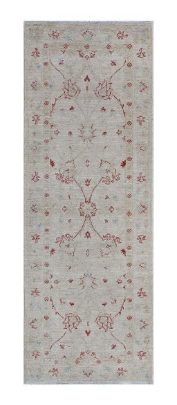 Full view of New Farahan rug from Pakistan, 202 × 73 cm in Beige tones