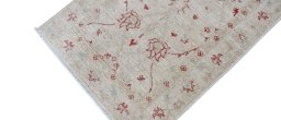 Full view of New Farahan rug from Pakistan, 202 × 73 cm in Beige tones