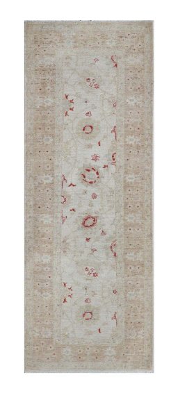 Full view of New Farahan rug from Pakistan, 200 × 73 cm in Beige tones