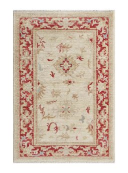 Full view of New Farahan rug from Pakistan, 96 × 64 cm in Beige tones