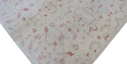 Full view of New Farahan rug from Pakistan, 196 × 150 cm in Beige tones