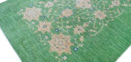 Full view of New Farahan rug from Pakistan, 243 × 177 cm in Green tones