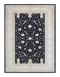 Full view of New Farahan rug from Pakistan, 405 × 309 cm in Gray tones
