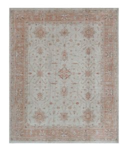 Full view of New Farahan rug from Pakistan, 306 × 243 cm in Beige tones