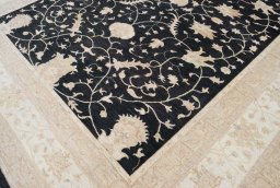 Full view of New Farahan rug from Pakistan, 382 × 304 cm in Gray tones