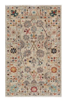 Full view of New Farahan rug from Pakistan, 125 × 77 cm in Beige tones