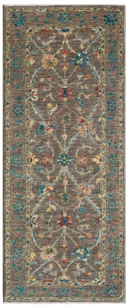 Full view of New Farahan rug from Pakistan, 187 × 76 cm in Brown tones