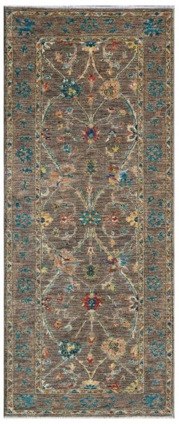 Full view of New Farahan rug from Pakistan, 187 × 76 cm in Brown tones