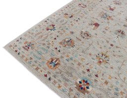 Full view of New Farahan rug from Pakistan, 325 × 246 cm in Beige tones