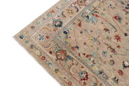 Full view of New Farahan rug from Pakistan, 309 × 246 cm in Beige tones