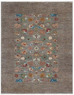 Full view of New Farahan rug from Pakistan, 216 × 170 cm in Gray tones