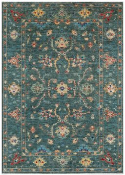 Full view of New Farahan rug from Pakistan, 239 × 167 cm in Green tones