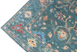 Full view of New Farahan rug from Pakistan, 239 × 167 cm in Green tones