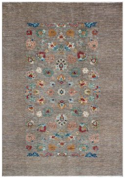 Full view of New Farahan rug from Pakistan, 241 × 167 cm in Gray tones