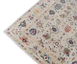Full view of New Farahan rug from Pakistan, 221 × 165 cm in Gray tones