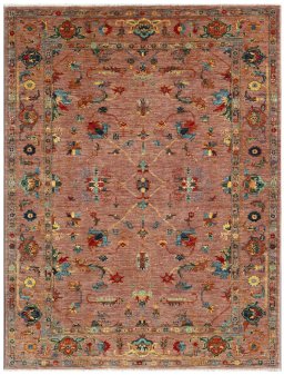 Full view of New Farahan rug from Pakistan, 199 × 154 cm in Red tones