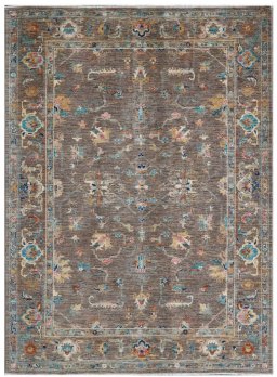 Full view of New Farahan rug from Pakistan, 209 × 152 cm in Brown tones