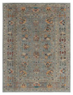 Full view of New Farahan rug from Pakistan, 219 × 167 cm in Gray tones