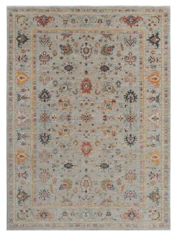 Full view of New Farahan rug from Pakistan, 238 × 173 cm in Gray tones