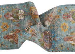 Full view of New Farahan rug from Pakistan, 290 × 80 cm in Blue tones