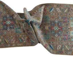 Full view of New Farahan rug from Pakistan, 305 × 83 cm in Brown tones