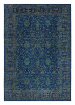Full view of New Farahan rug from Pakistan, 246 × 169 cm in Blue tones
