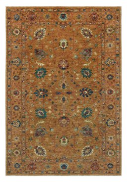 Full view of New Farahan rug from Pakistan, 248 × 169 cm in Yellow tones