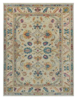 Full view of New Farahan rug from Pakistan, 223 × 170 cm in Beige tones