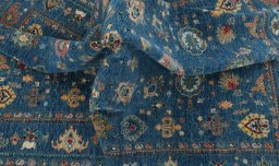 Full view of New Farahan rug from Pakistan, 240 × 166 cm in Blue tones