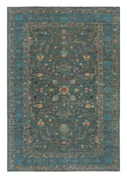 Full view of New Farahan rug from Pakistan, 301 × 206 cm in Green tones