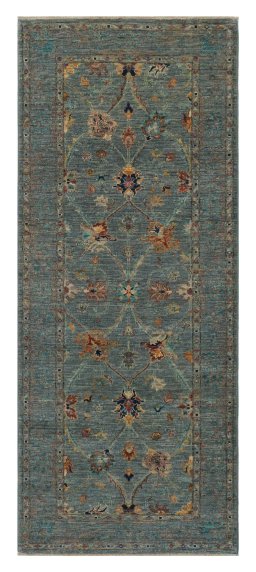 Full view of New Farahan rug from Pakistan, 200 × 80 cm in Blue tones