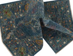 Full view of New Farahan rug from Pakistan, 125 × 81 cm in Blue tones