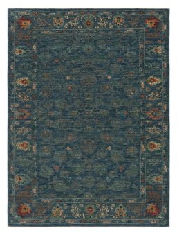 Full view of New Farahan rug from Pakistan, 197 × 147 cm in Blue tones