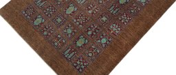 Backside of handmade New Farahan rug showing knot structure and weave density